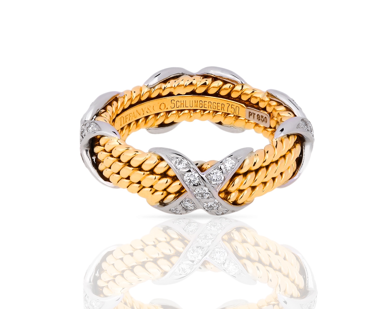 Шикарное кольцо с бриллиантами Tiffany&Co Schlumberger Rope X Шикарное кольцо с бриллиантами Tiffany&Co Schlumberger Rope X