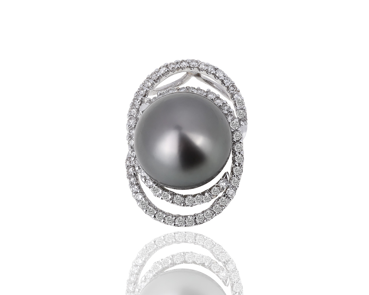 Золотая подвеска с черным жемчугом и бриллиантами 0.40ct 040319/12 Золотая подвеска с черным жемчугом и бриллиантами 0.40ct 040319/12