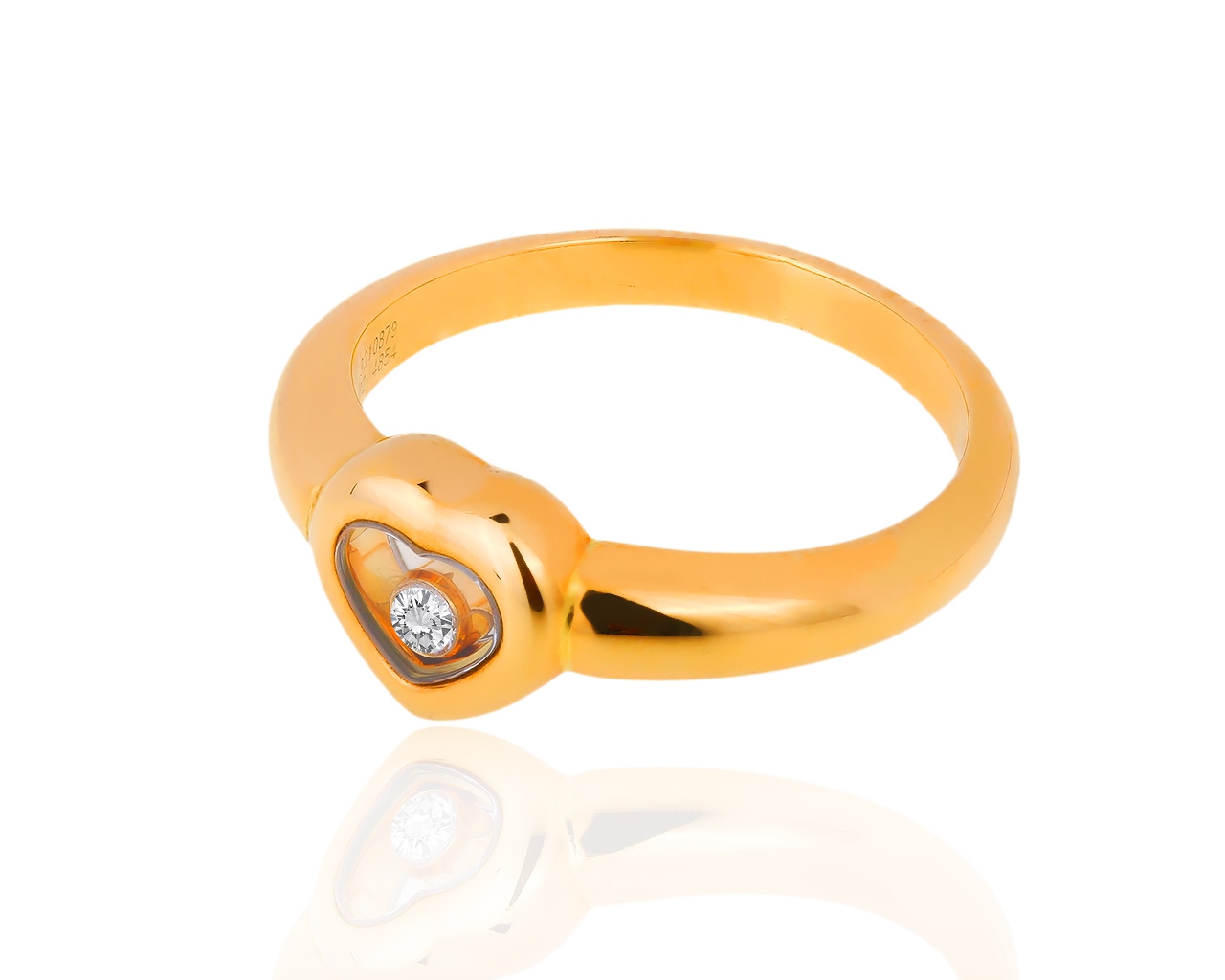 Золотое кольцо с бриллиантом 0.05ct Chopard Happy Diamonds