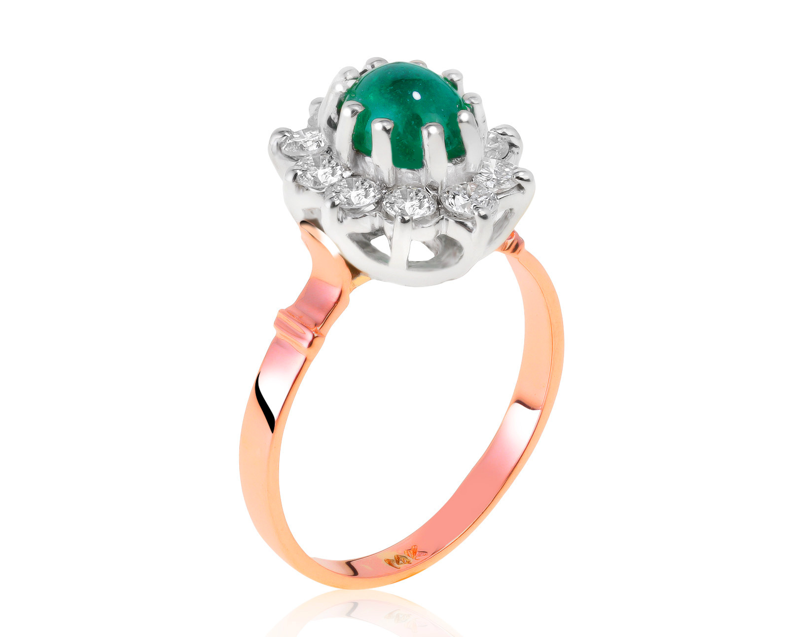 Богатое золотое кольцо с изумрудом 0.45ct СССР 180721/1