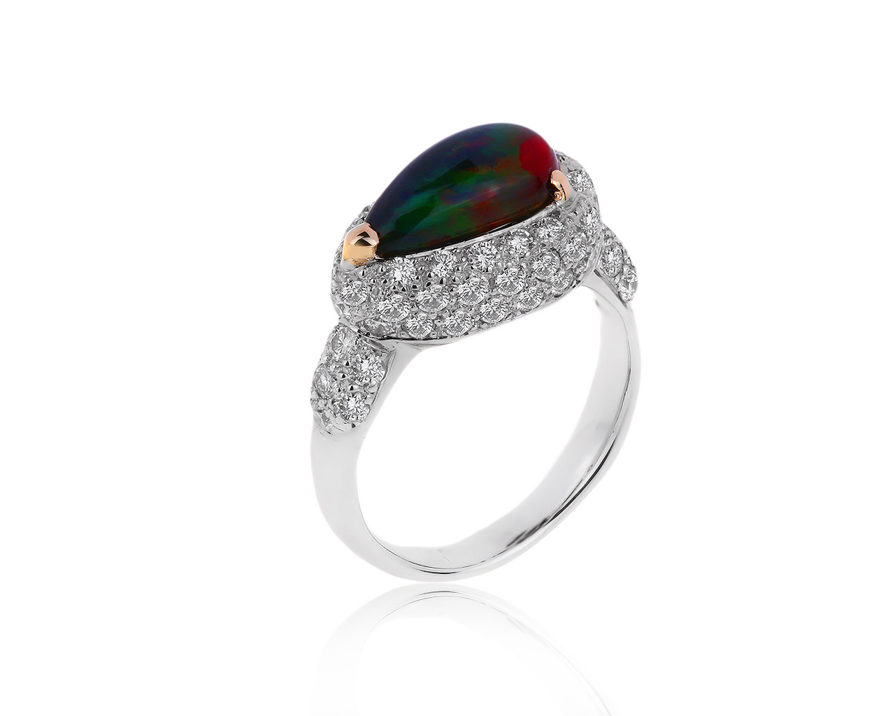 Очаровательное золотое кольцо с австралийским опалом 160220/2