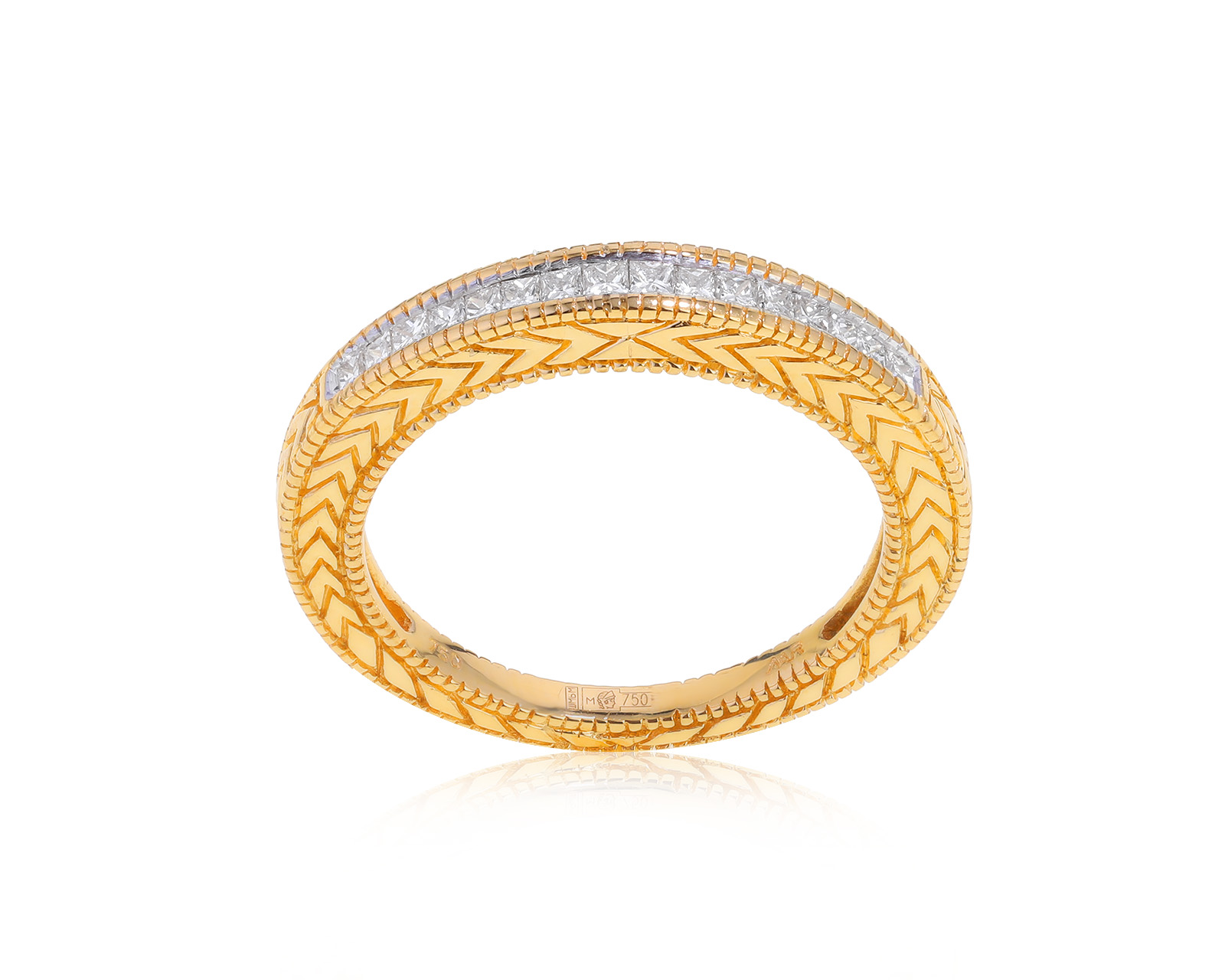 Богатое золотое кольцо с бриллиантами 0.48ct