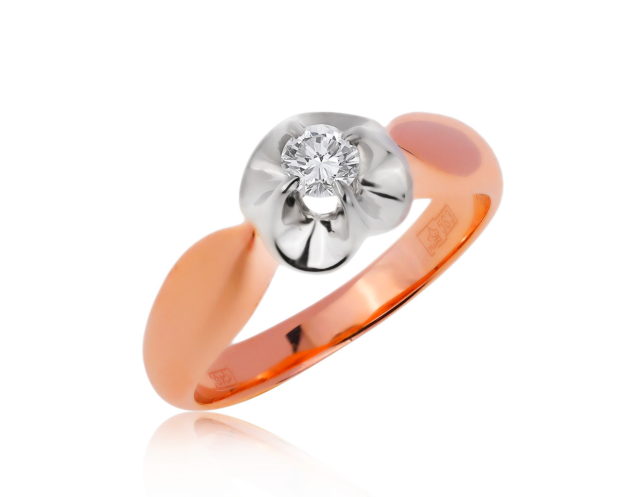 Винтажное золотое кольцо с бриллиантом 0.19ct СССР 150420/5