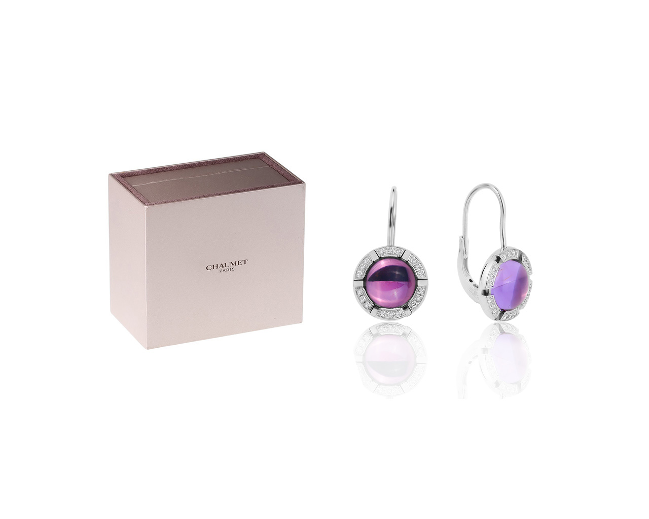 Оригинальные золотые серьги с аметистами 5.00ct Chaumet