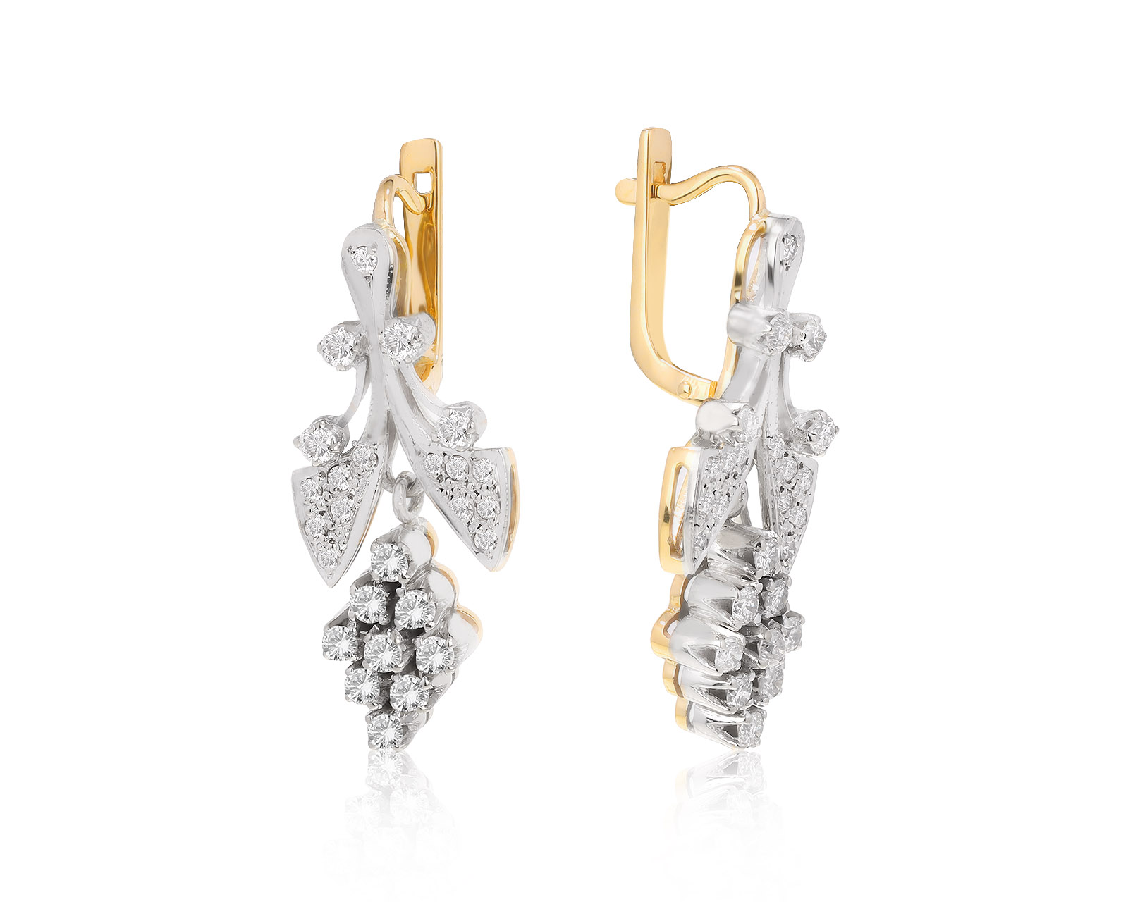 Завораживающие золотые серьги с бриллиантами 1.62ct СССР 190322/7