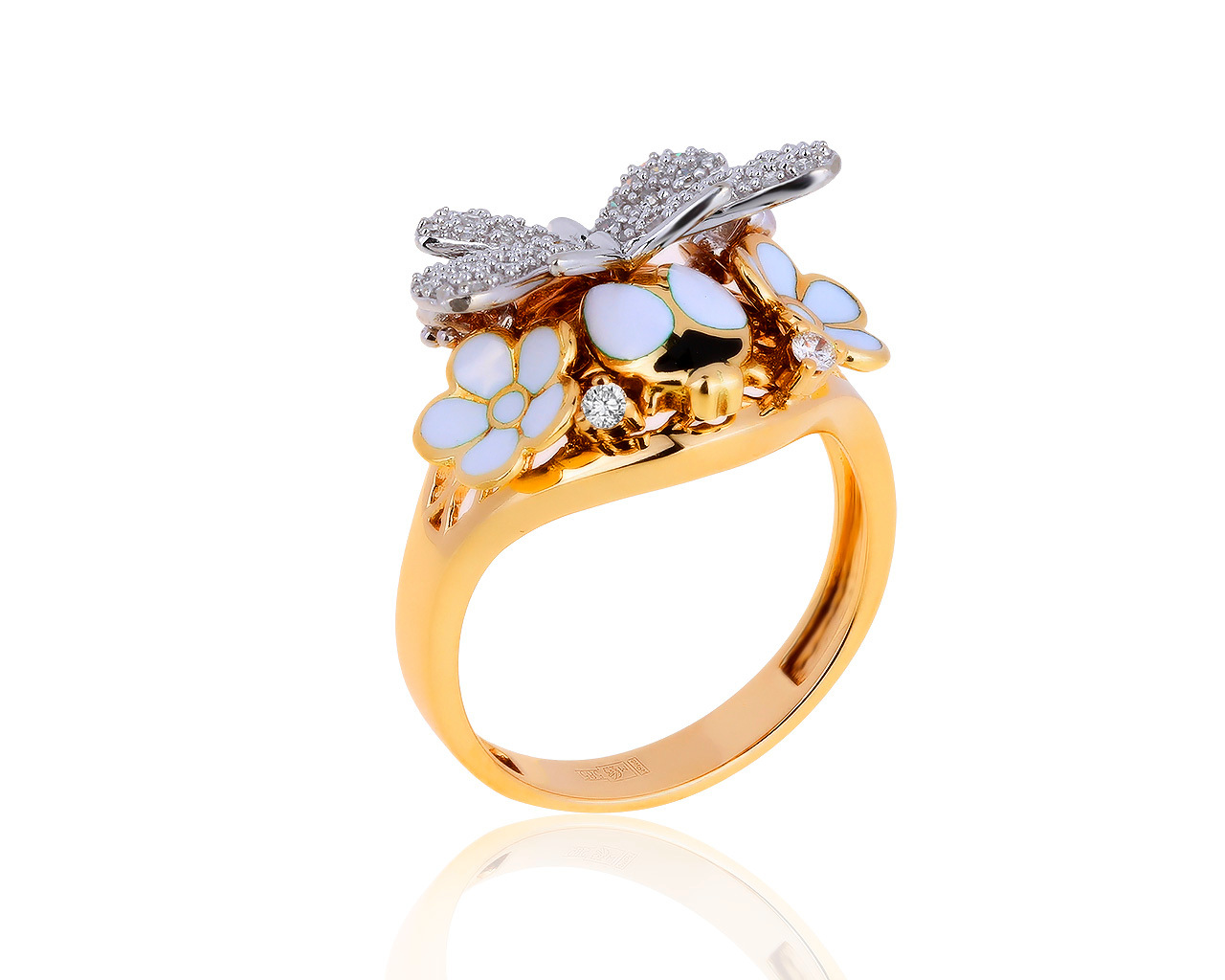 Оригинальное золотое кольцо с бриллиантами 0.22ct Roberto Bravo 191119/11