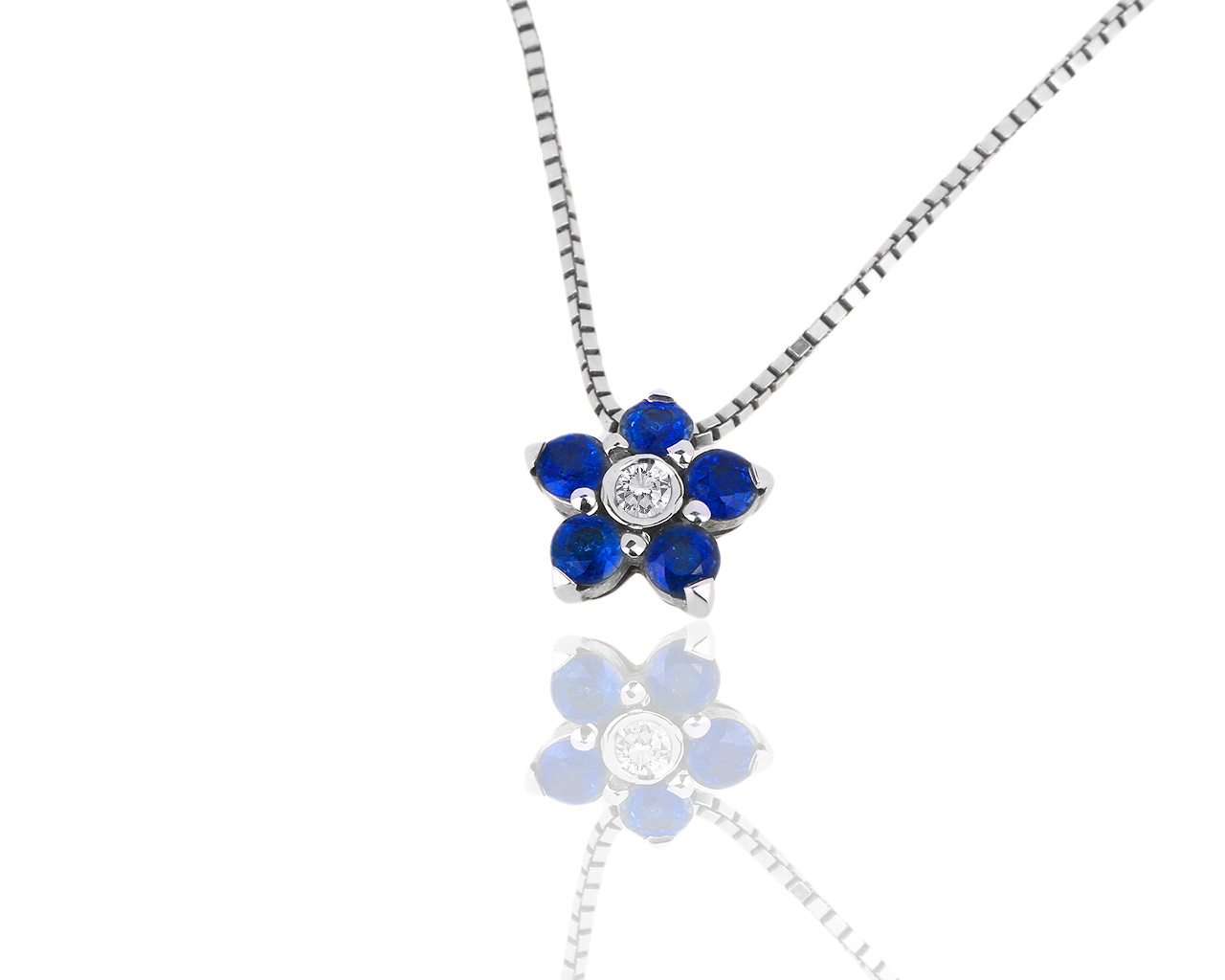 Золотый кулон с бриллиантом и сапфирами 0.57ct Leo Pizzo 241118/10