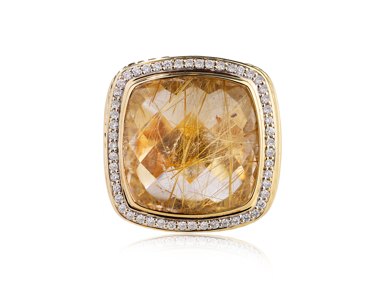 Оригинальное золотое кольцо с кварцем волосатиком 30.22ct David Yurman Albion