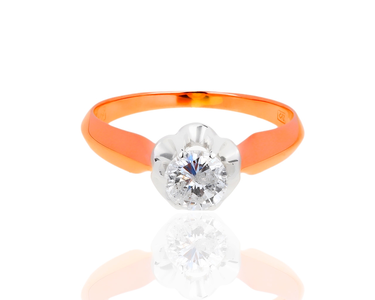 Классическое золотое кольцо с бриллиантом 0.68ct 030219/3
