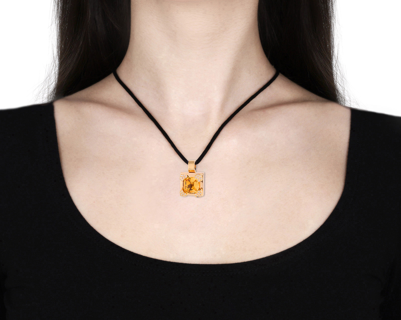 Оригинальный золотой кулон с цитрином 6.10ct Chopard Rainbow