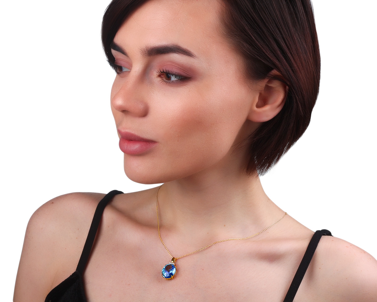 Золотая подвеска с топазом и бриллиантами 0.06ct