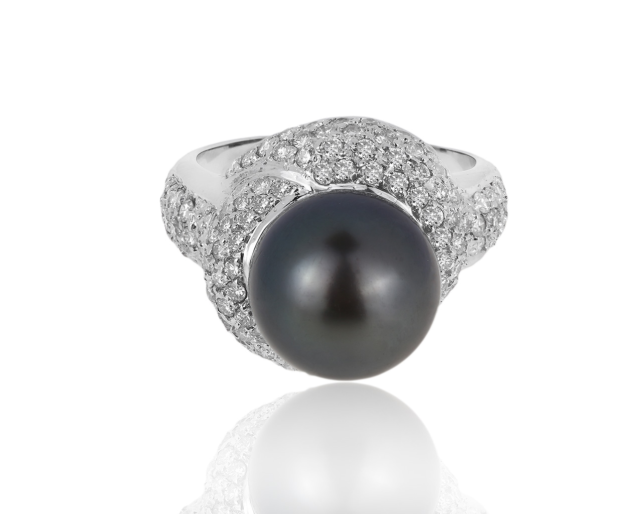 Прекрасное золотое кольцо с жемчужиной 12.7 мм и бриллиантами 1.65ct 030619/11