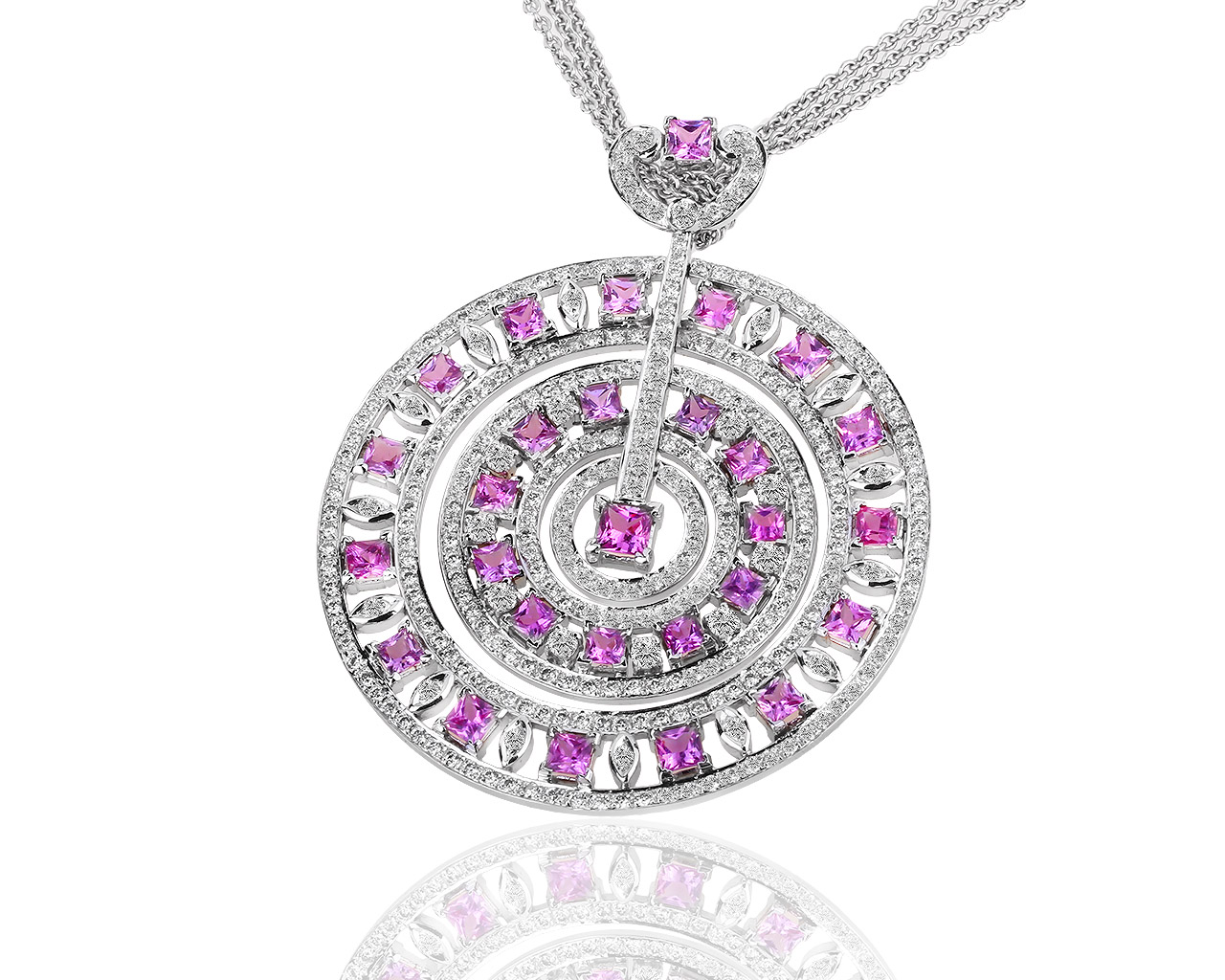 Золотая подвеска с розовыми сапфирами и бриллиантами 4.32ct 071218/1