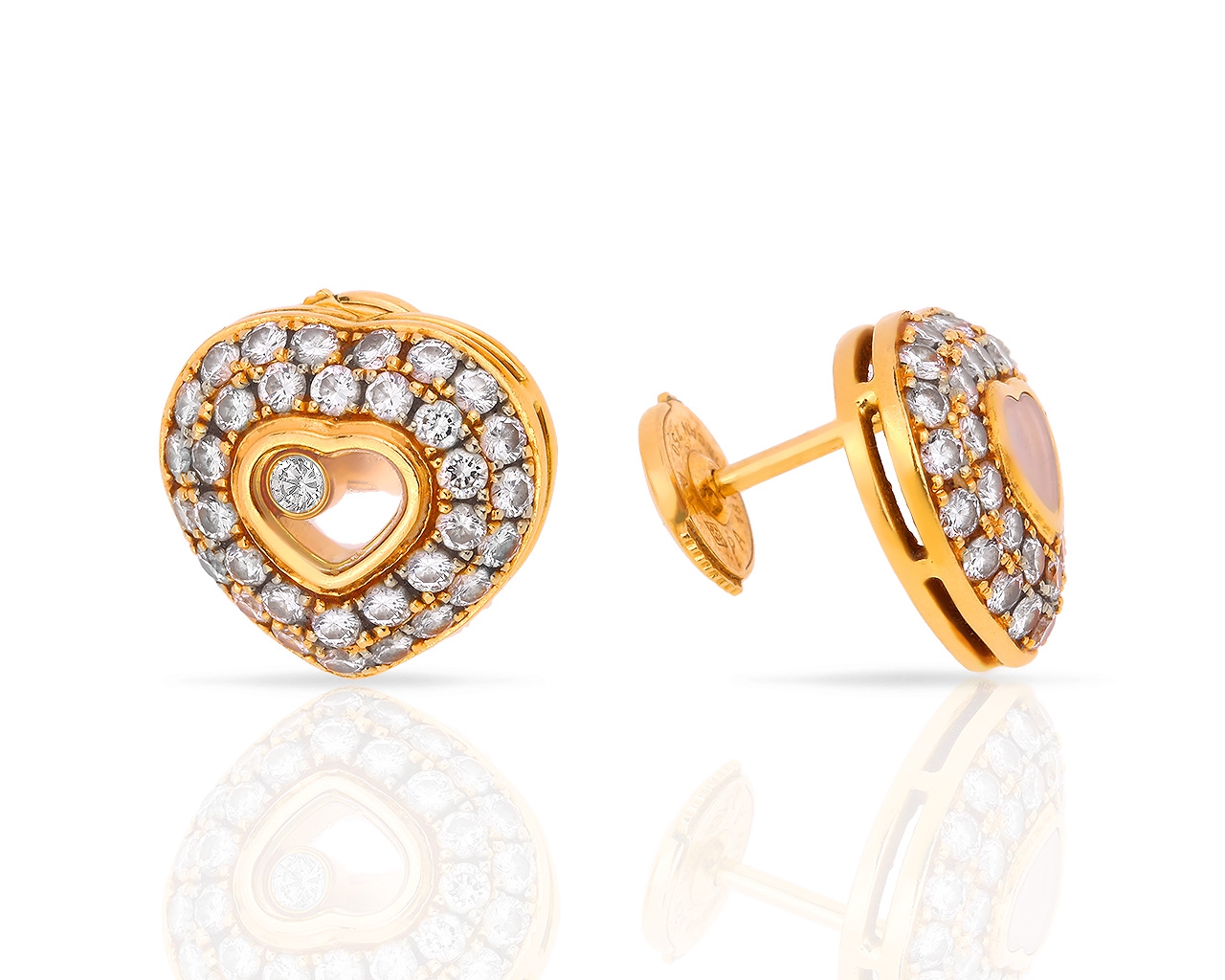 Золотые серьги с бриллиантами 1.60ct Chopard Happy Diamonds