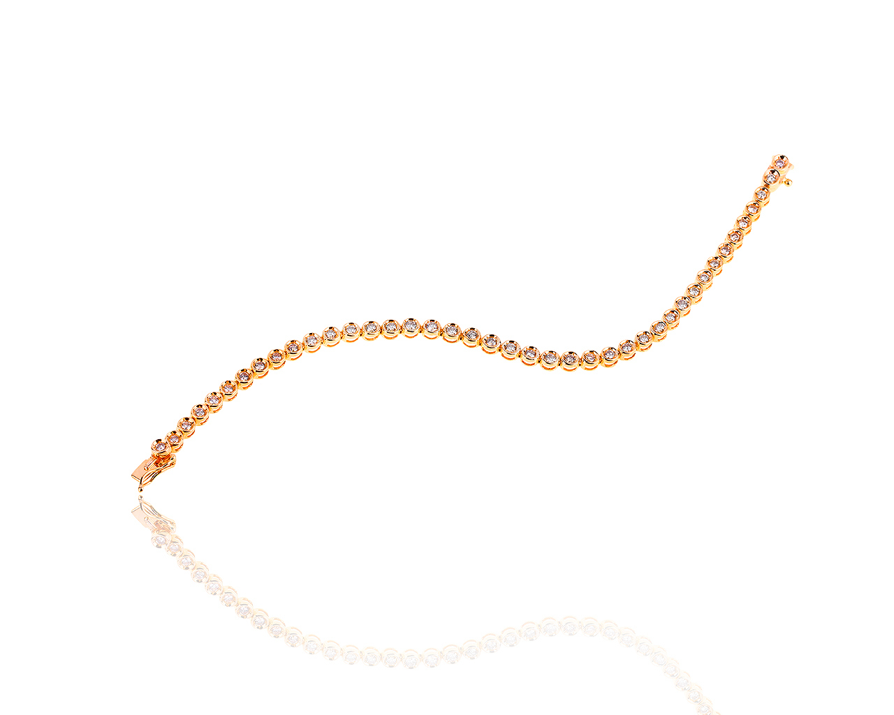 Теннисный золотой браслет с бриллиантами 2.05ct 020619/1