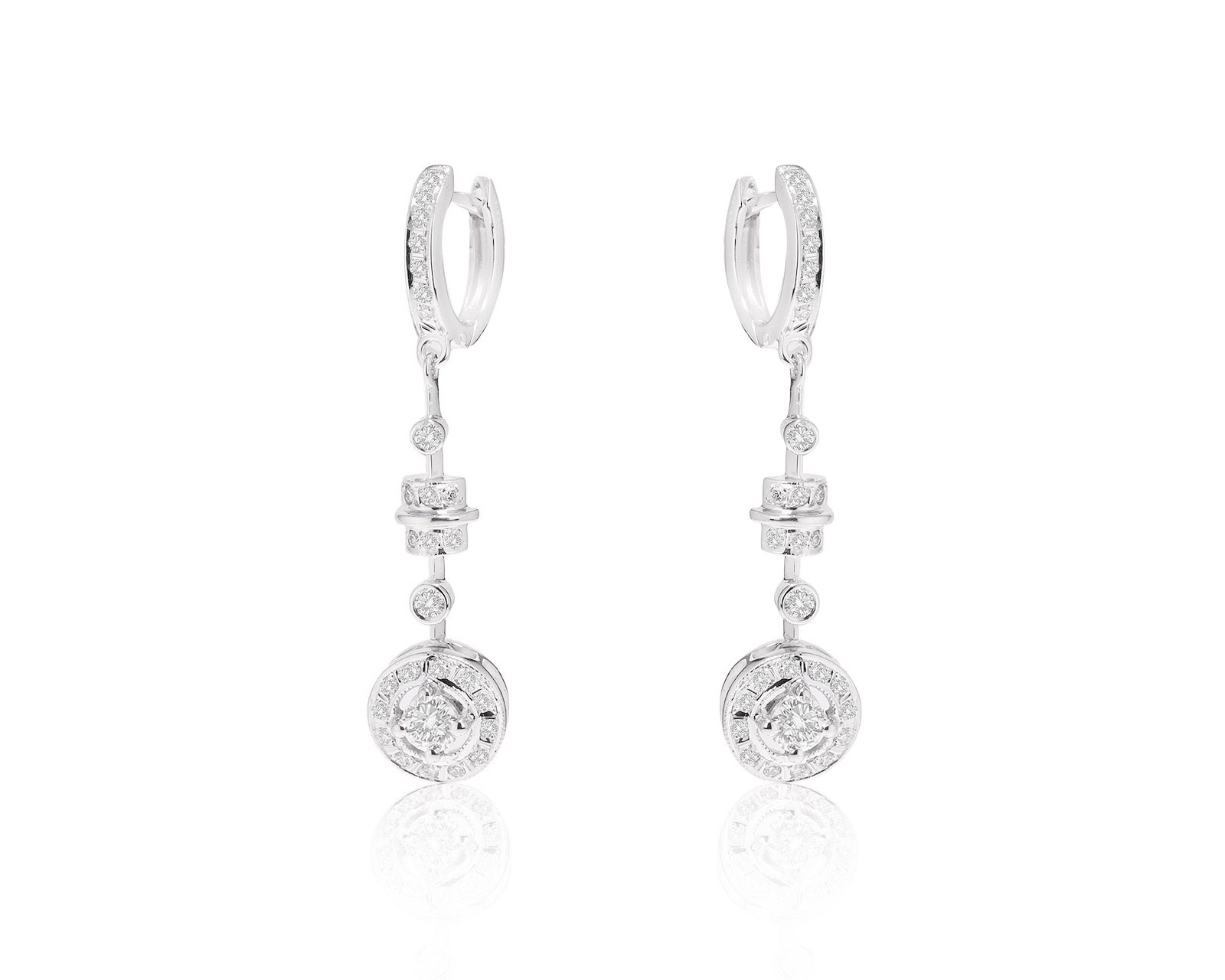 Прелестные золотые серьги с бриллиантами 1.15ct
