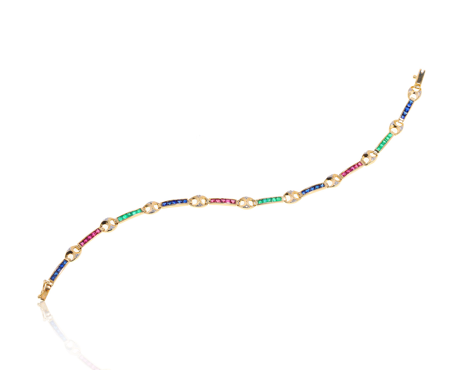 Золотой браслет с цветными камнями 2.85ct 070623/7