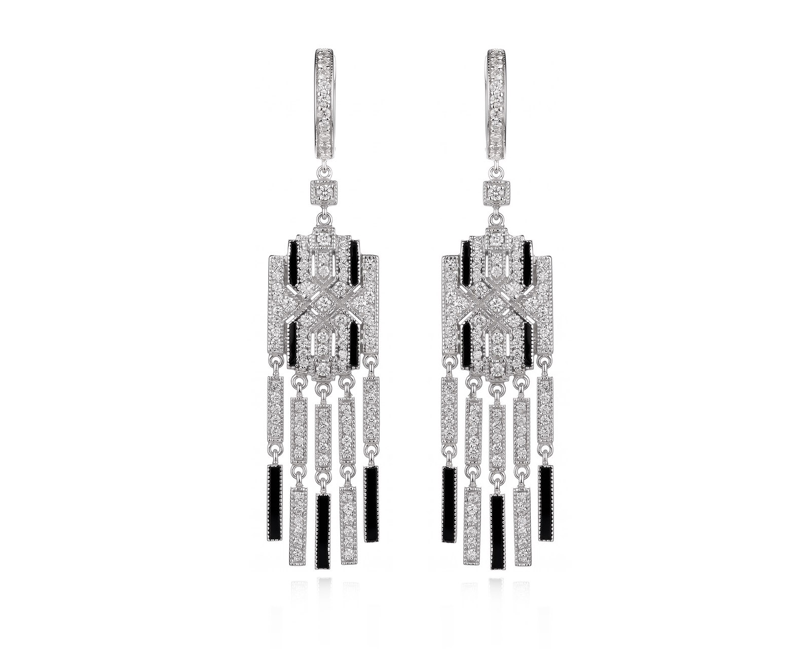 Золотые серьги с эмалью и бриллиантами 1.06ct 130326/3