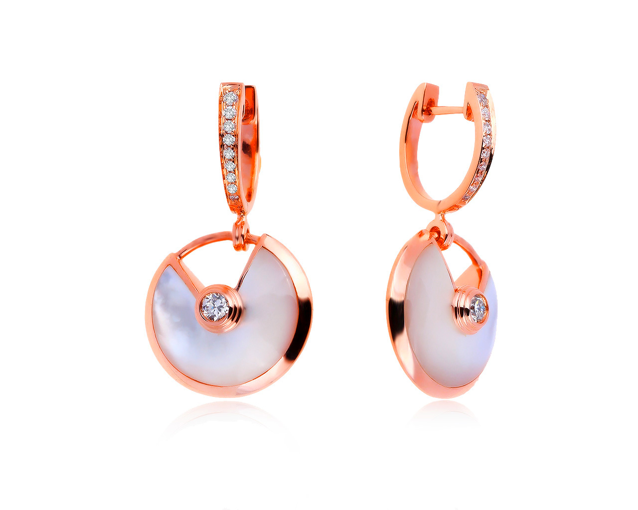 Великолепные золотые серьги с бриллиантами 0.23ct