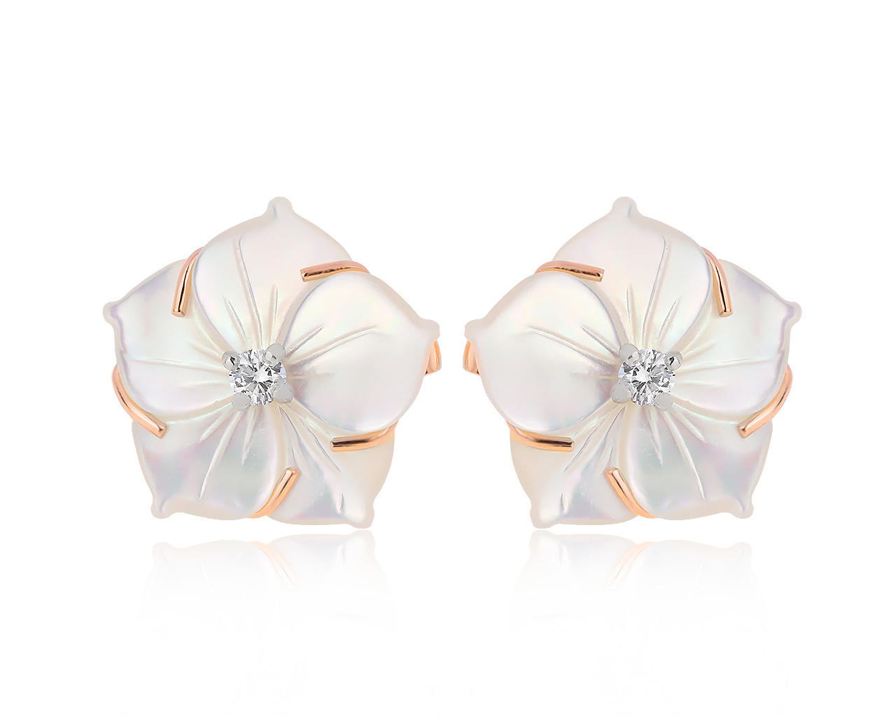 Женственные золотые серьги с бриллиантами 0.13ct 080920/8