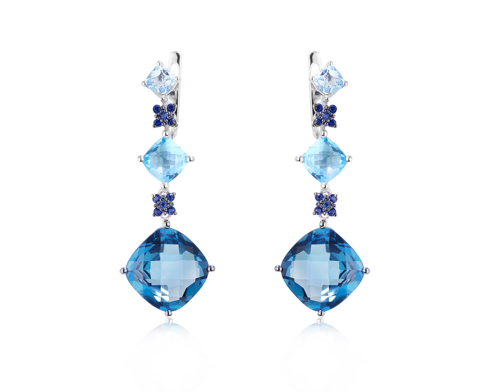 Золотые серьги с топазами 13.70ct и сапфирами 0.20ct 251024/5