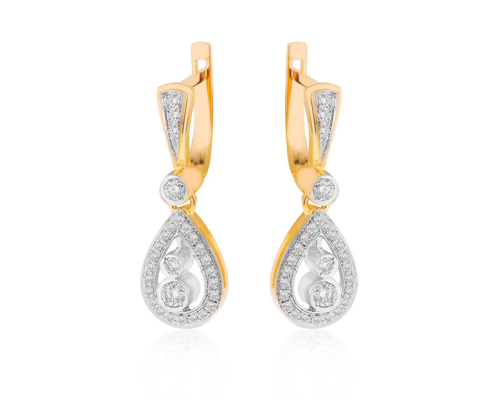Царские золотые серьги с бриллиантами 0.80ct