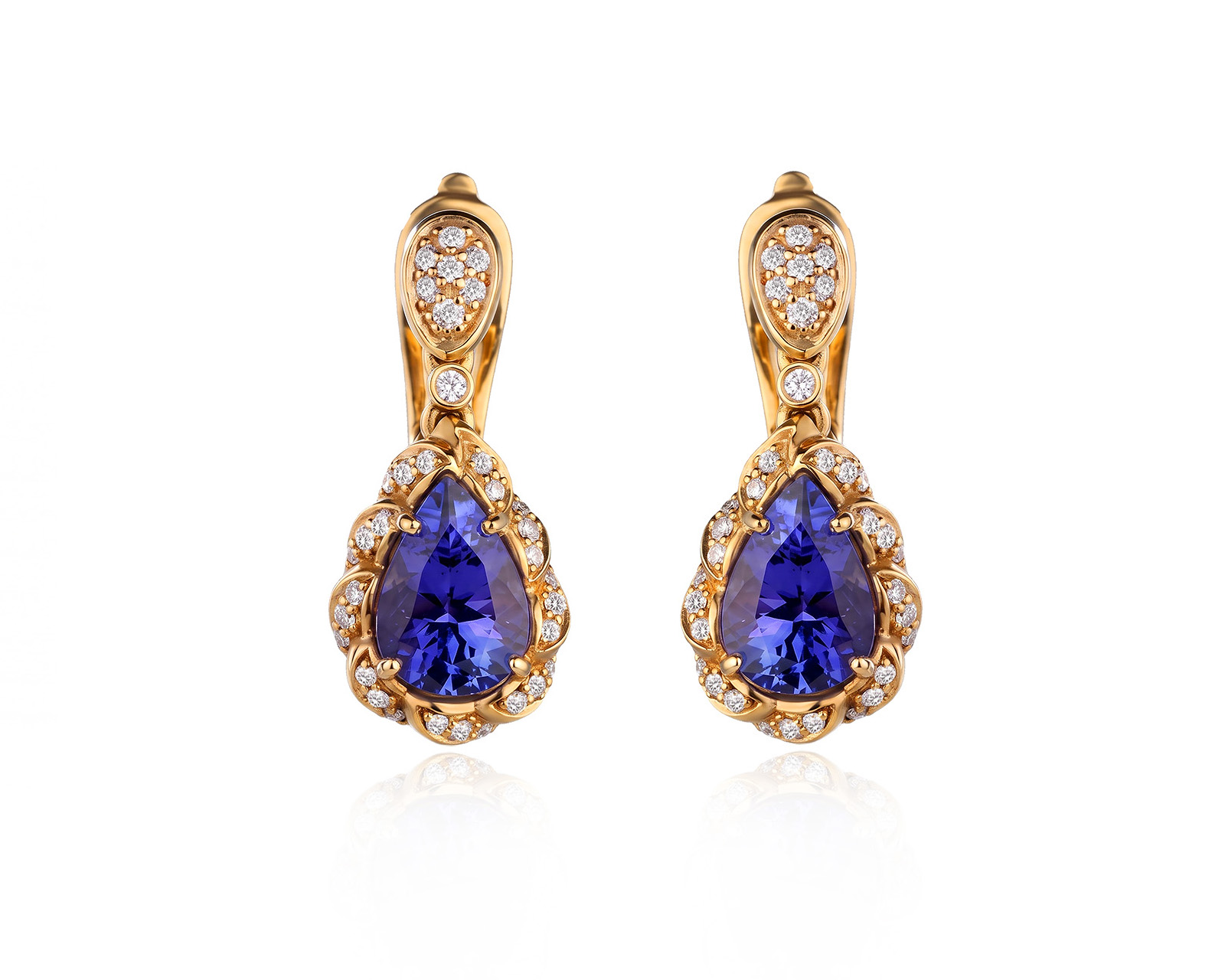 Оригинальные золотые серьги с танзанитами 3.32ct Lykov`s Jewellery 040626/КМ398