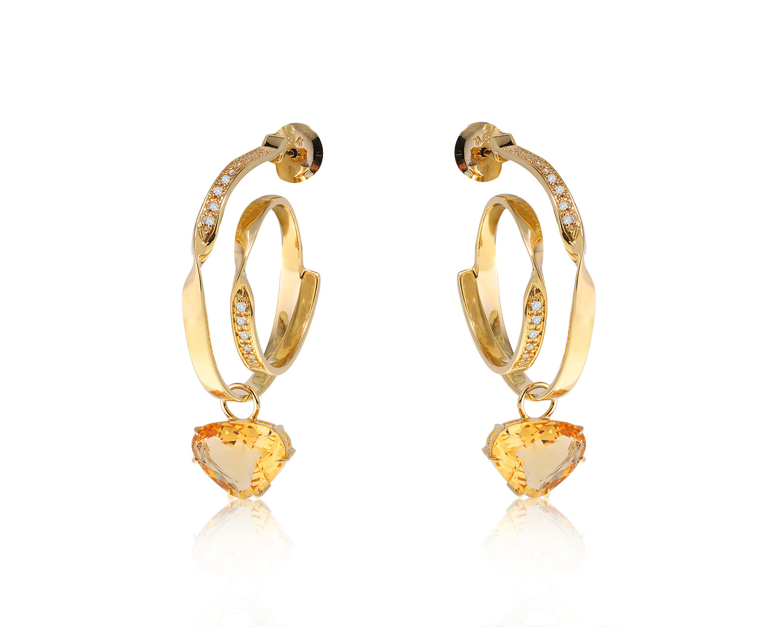 Оригинальные золотые серьги с цитринами 10.00ct Bruner Alegria 030323/4 Оригинальные золотые серьги с цитринами 10.00ct Bruner Alegria 030323/4
