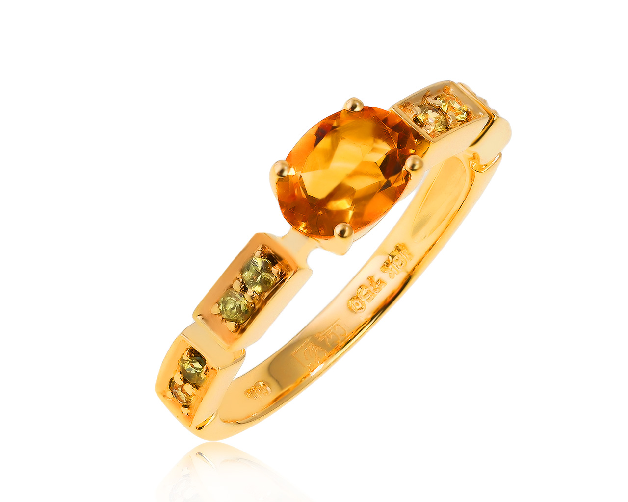 Волшебное золотое кольцо с цитрином 0.65ct