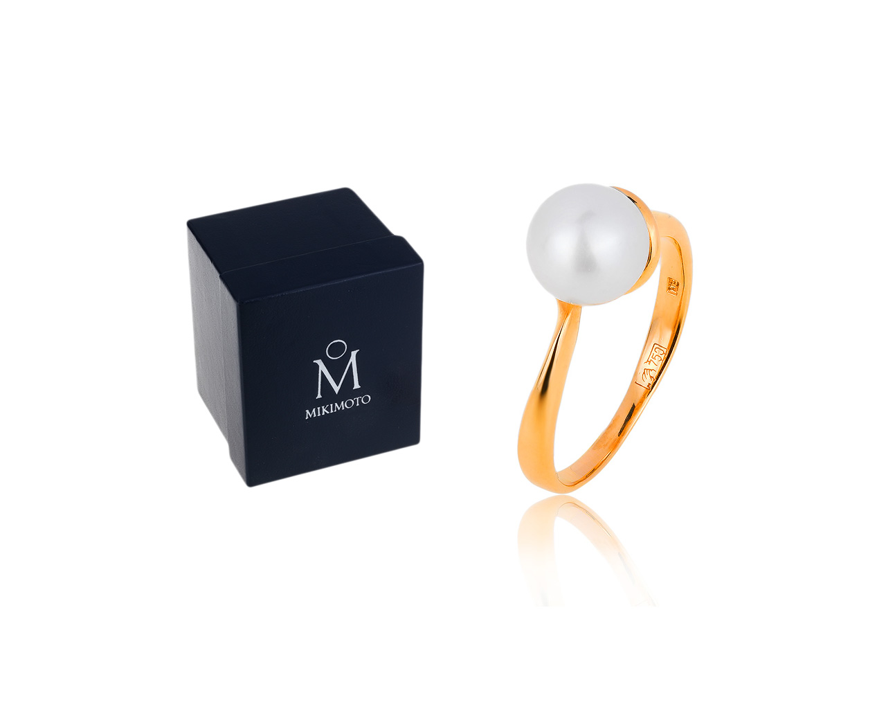 Оригинальное золотое кольцо с жемчугом 7.77 мм Mikimoto