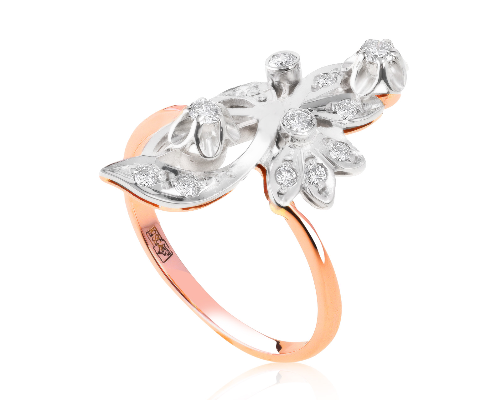 Модное золотое кольцо с бриллиантами 0.45ct СССР 131021/5