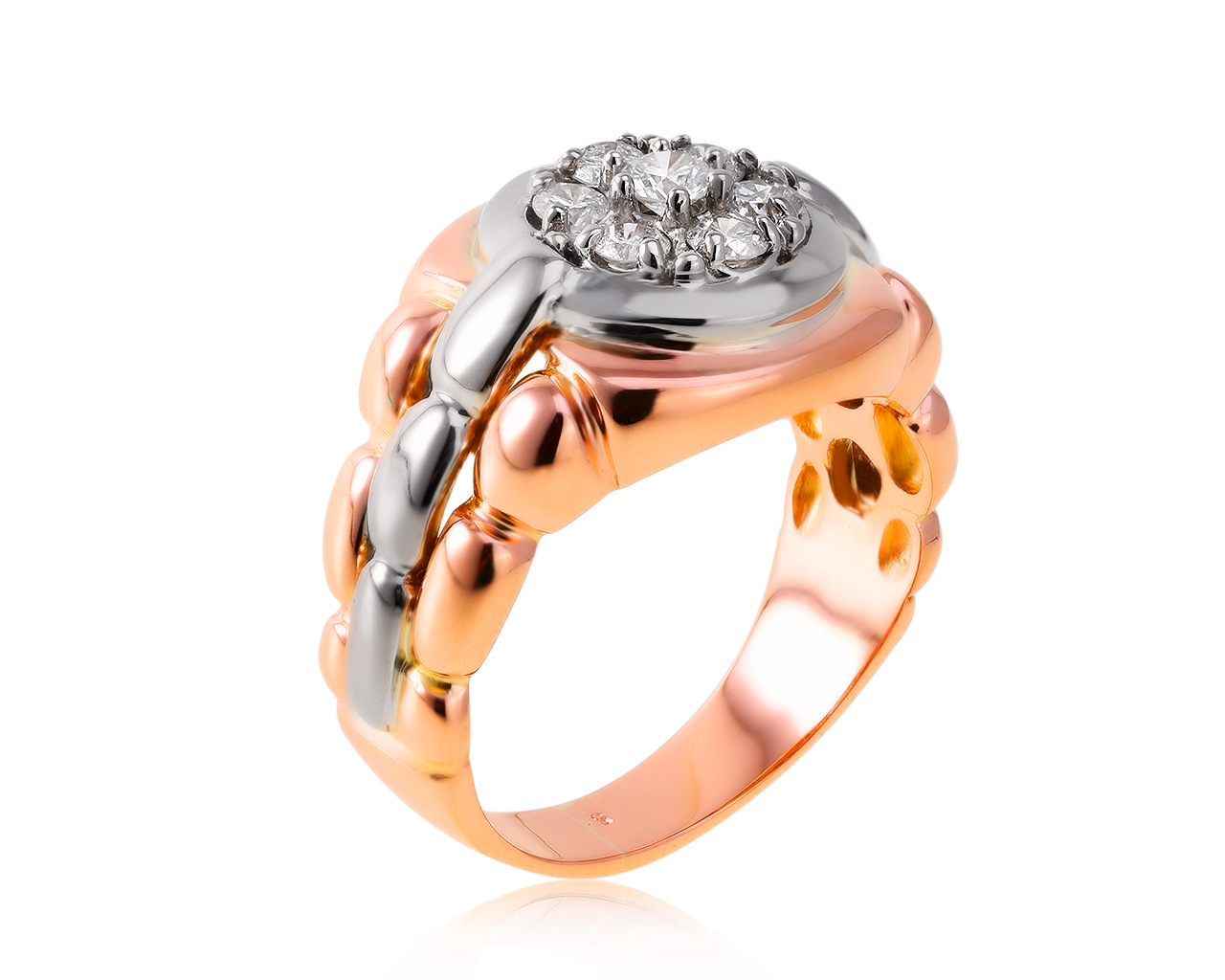 Винтажное золотое кольцо с бриллиантами 0.61ct СССР
