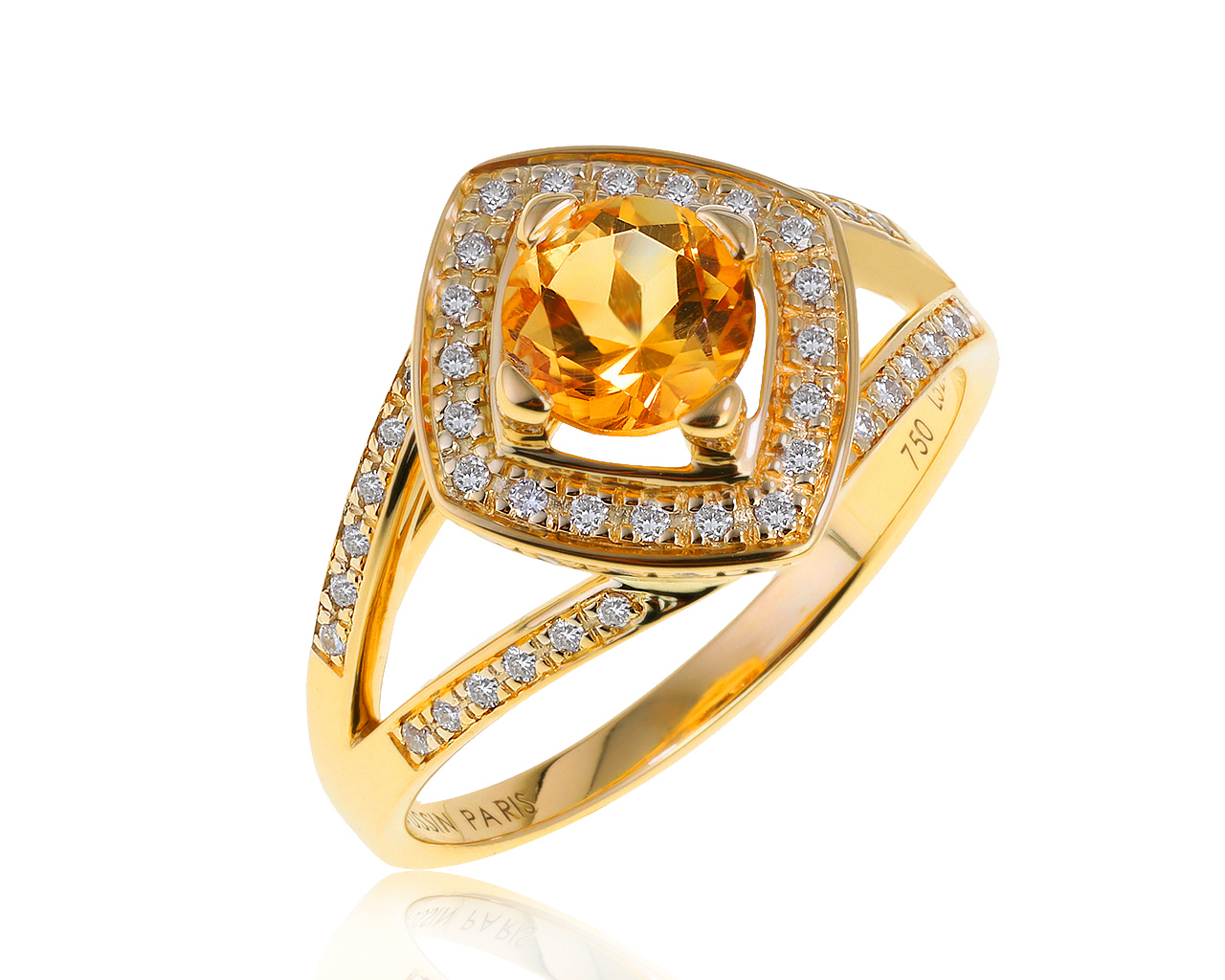 Оригинальное золотое кольцо с цитрином 0.60ct Mauboussin
