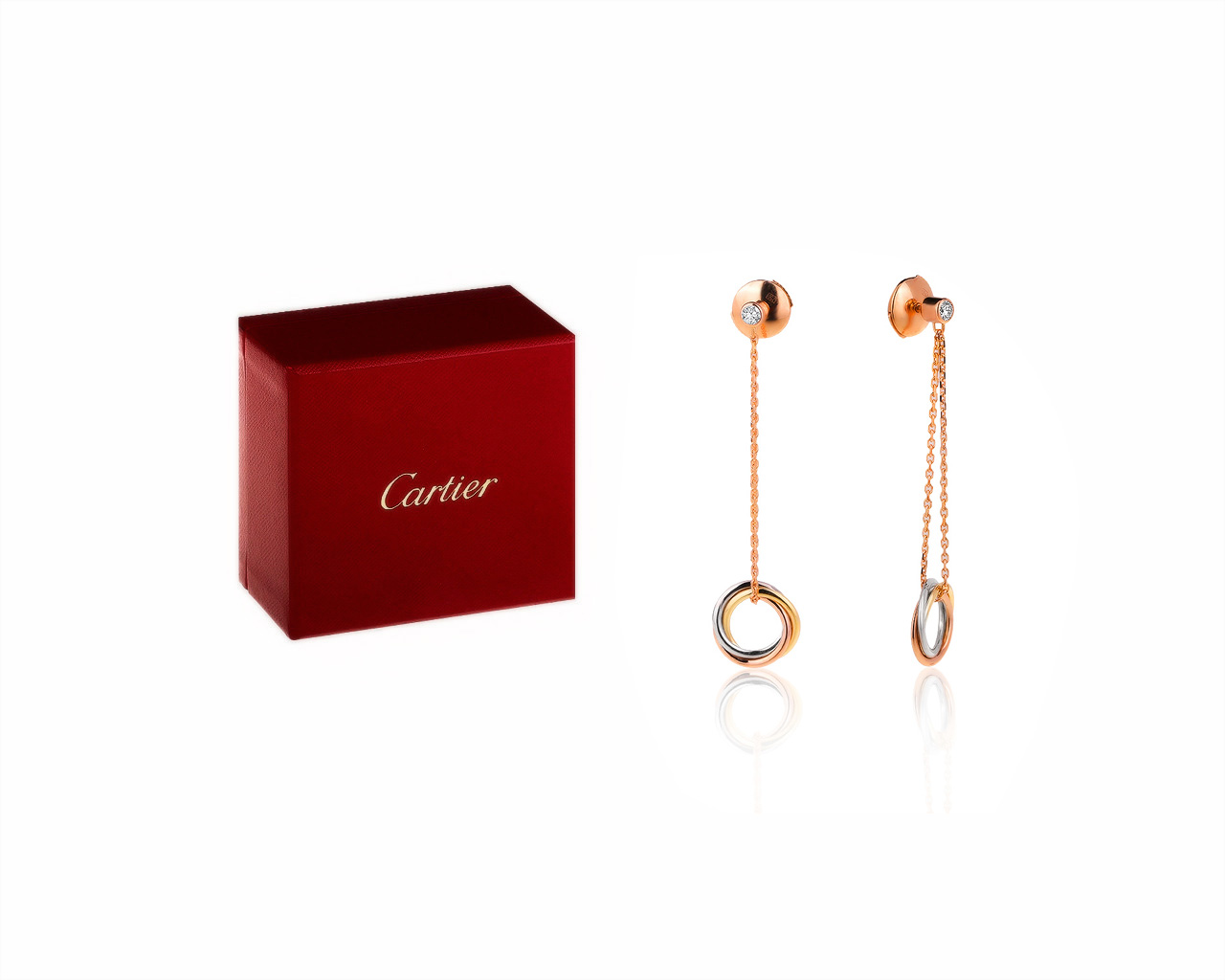 Оригинальные золотые серьги с бриллиантами 0.04ct Cartier