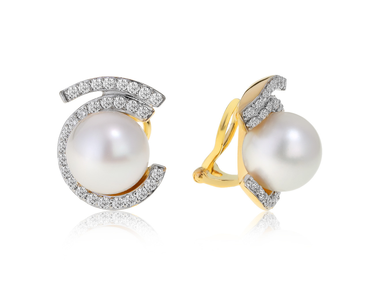 Роскошные золотые серьги с жемчугом 11.20-11.60 мм 010421/6