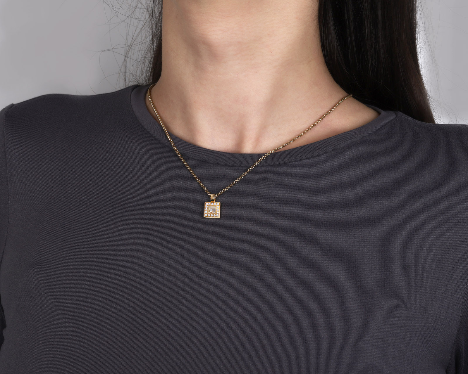 Оригинальный золотой кулон Chopard Happy Diamonds Icons