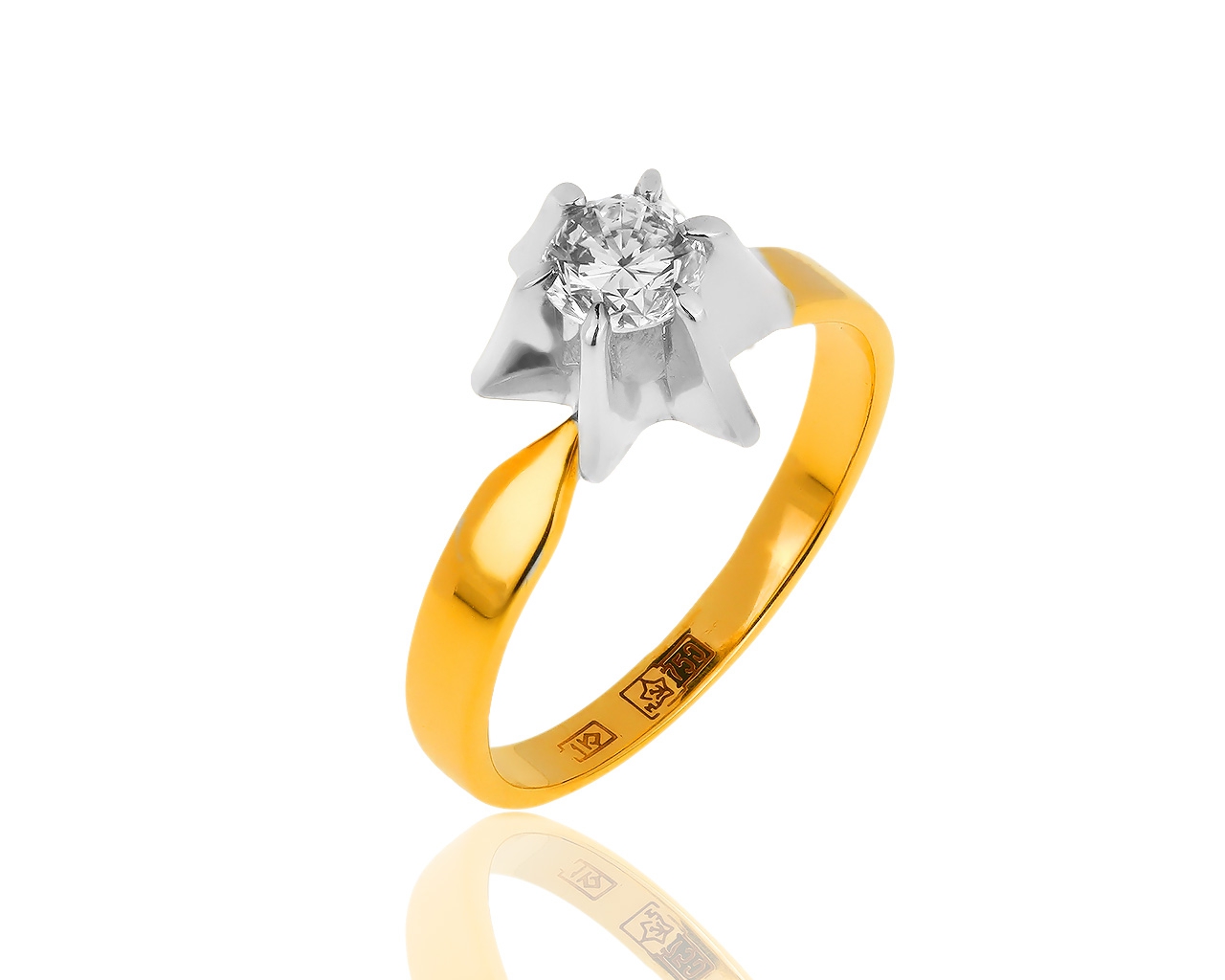 Золотое кольцо с бриллиантом 0.39ct 070817/11