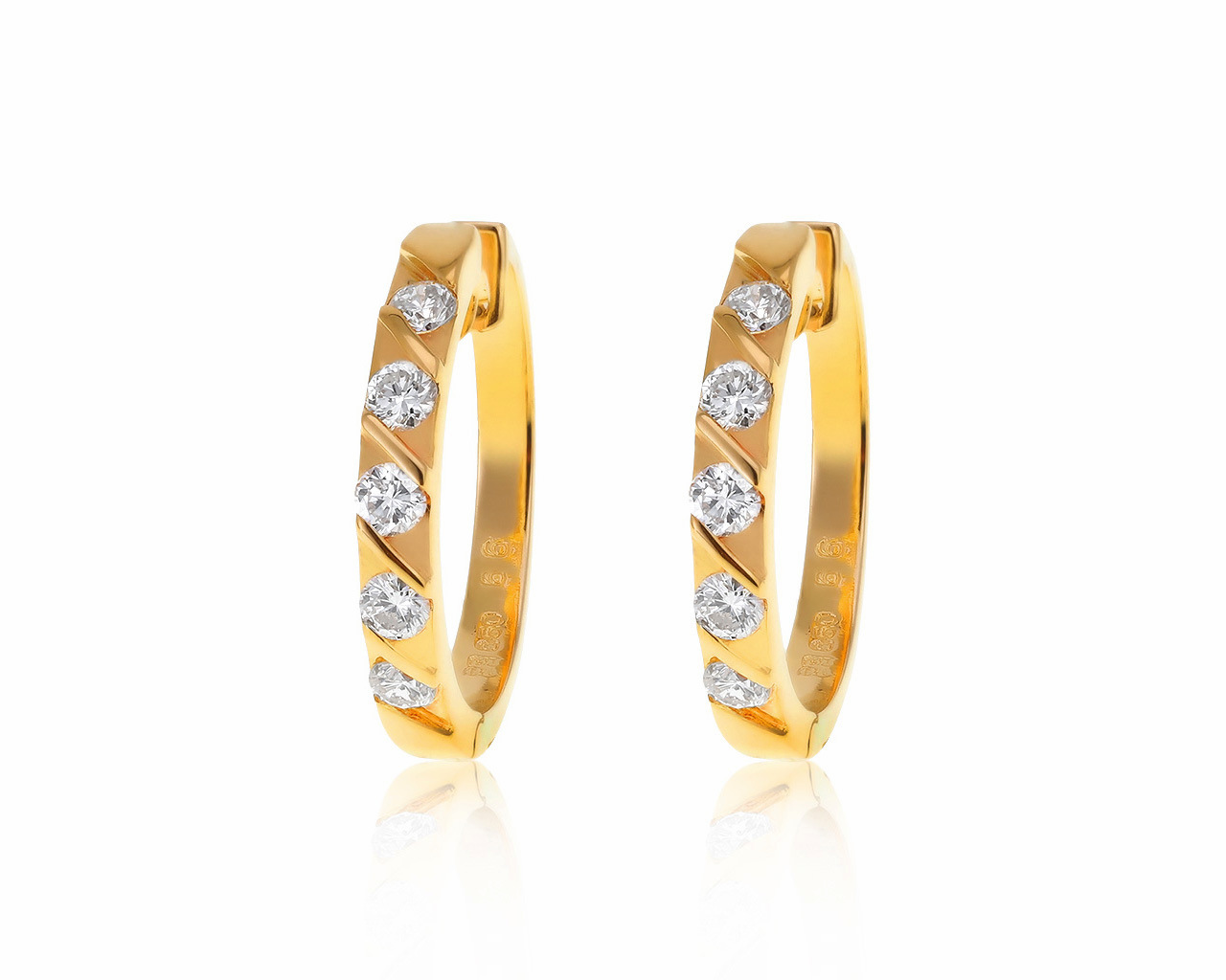 Достойные золотые серьги с бриллиантами 0.60ct 281220/3