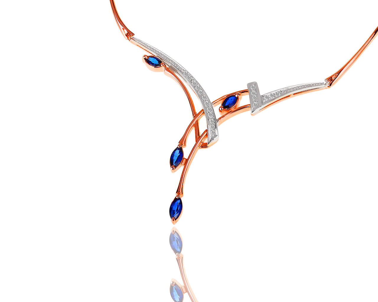 Золотое колье с бриллиантами 0.17ct и сапфирами 0.76ct 281217/10