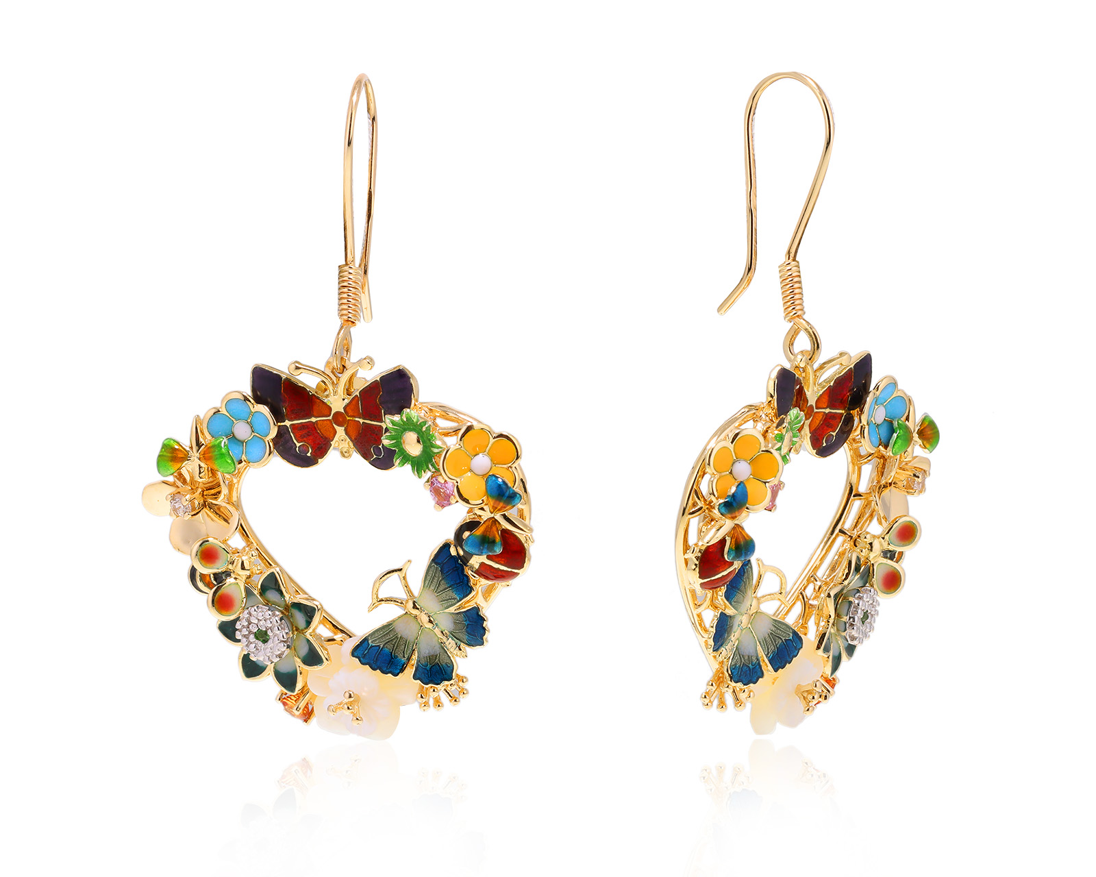 Оригинальные золотые серьги с цветными камнями 2.89ct Roberto Bravo