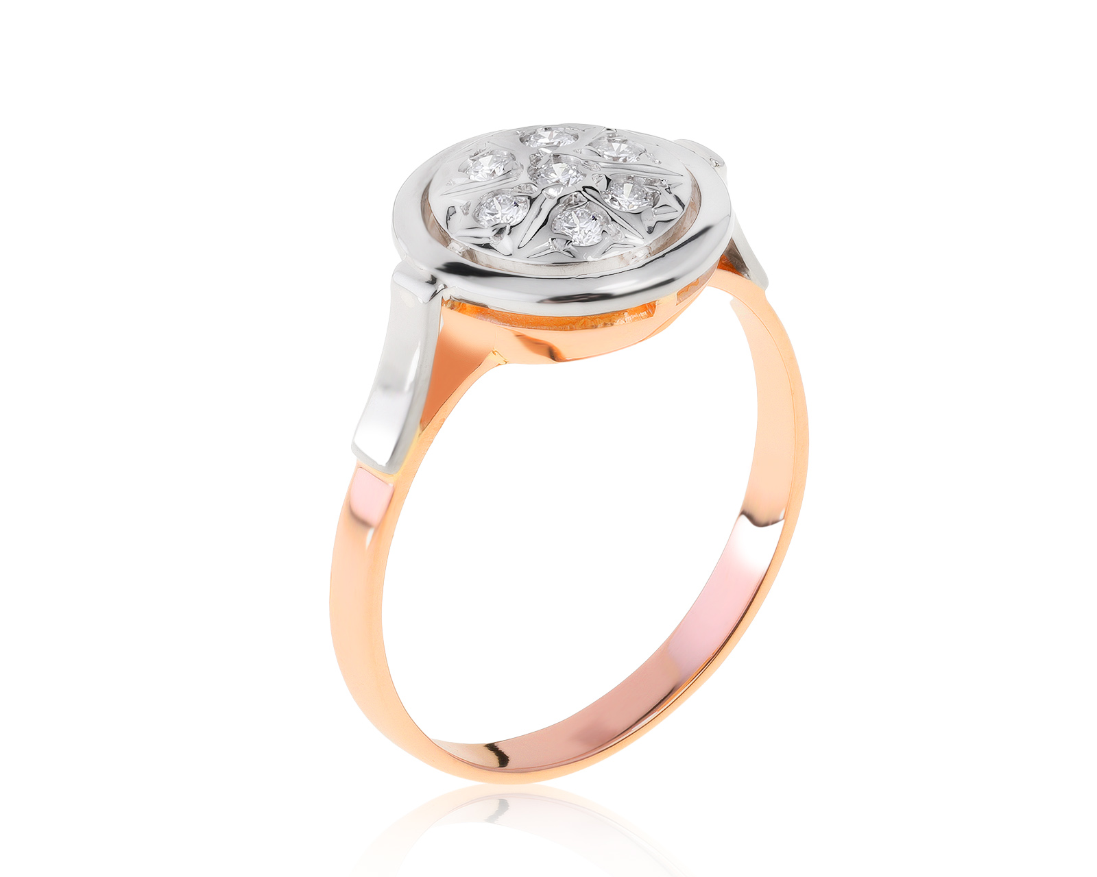 Элегантное золотое кольцо с бриллиантами 0.24ct СССР 021221/2 Элегантное золотое кольцо с бриллиантами 0.24ct СССР 021221/2