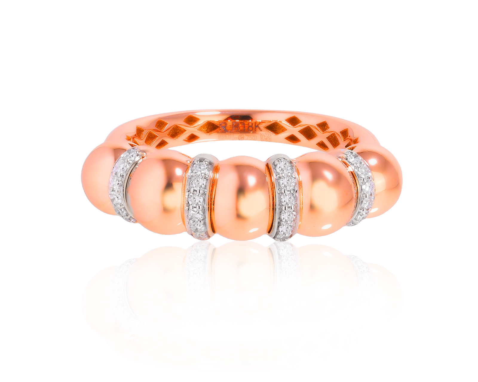 Оригинальное золотое кольцо с бриллиантами 0.15ct Roberto Bravo