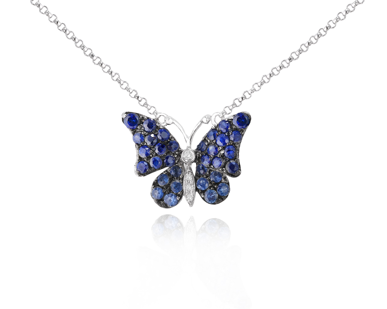 Золотое колье с сапфирами 0.64ct и бриллиантами 0.01ct 140825/16