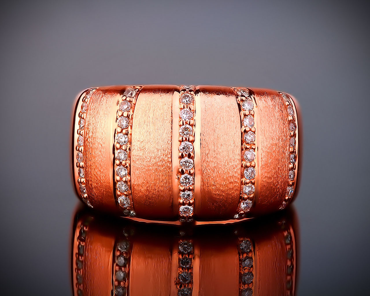 Матовое золотое кольцо с бриллиантами 0.37ct 220217/10