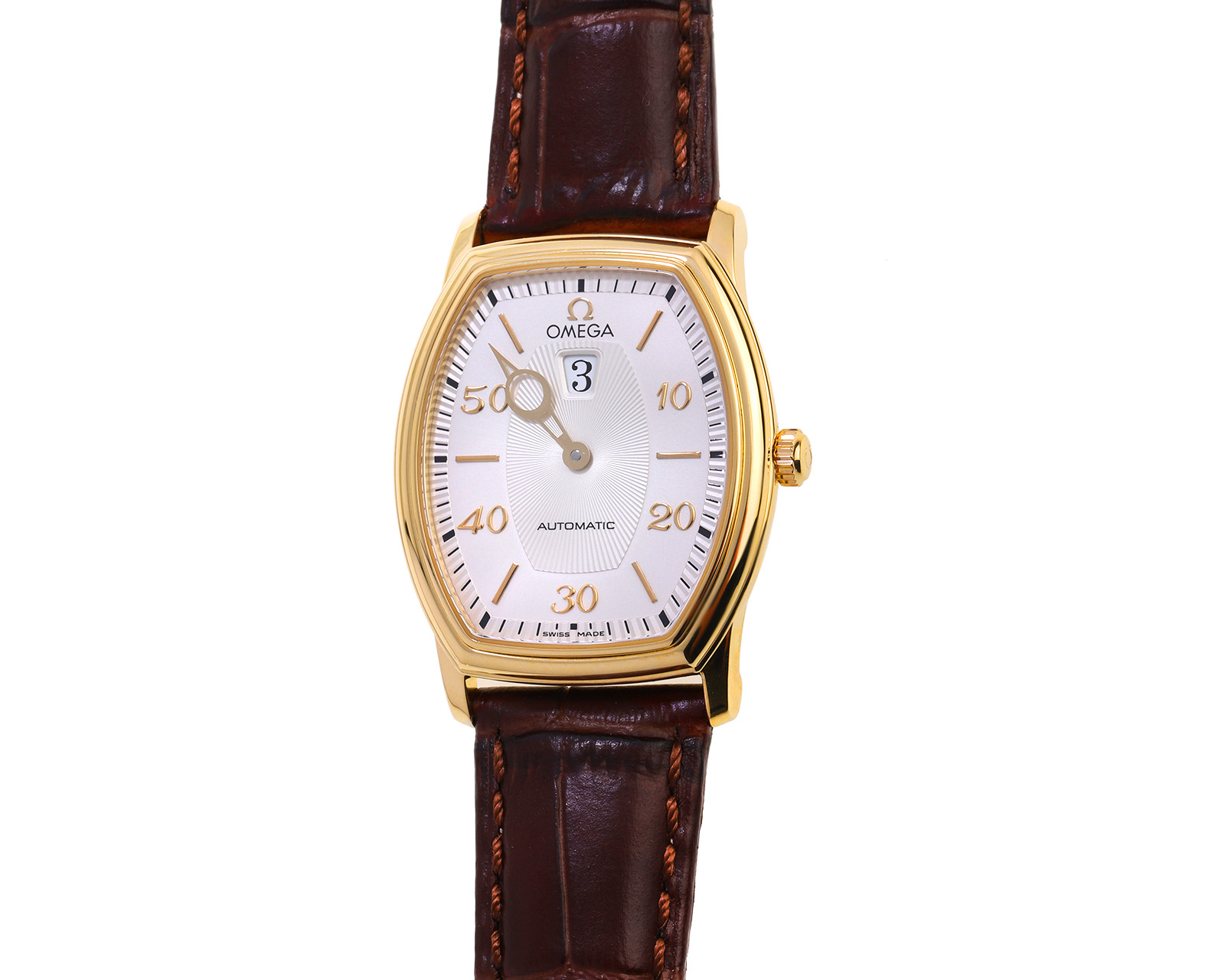 Оригинальные золотые часы Omega De Ville Prestige Jumphour Automatic 060624/3