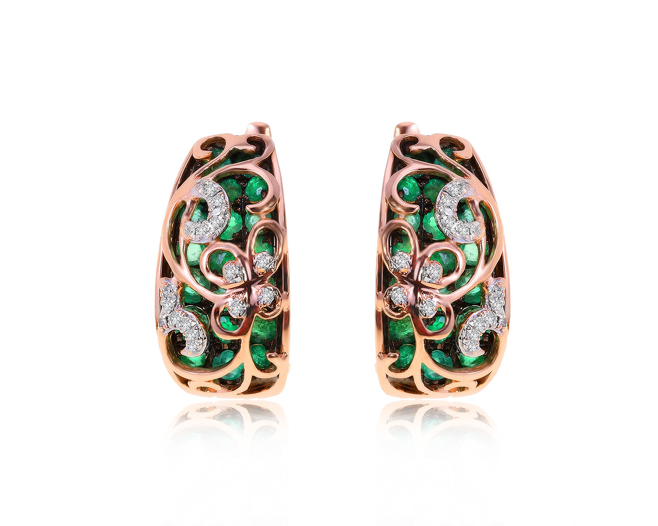 Оригинальные золотые серьги с изумрудами 1.21ct Sunlight 240820/13