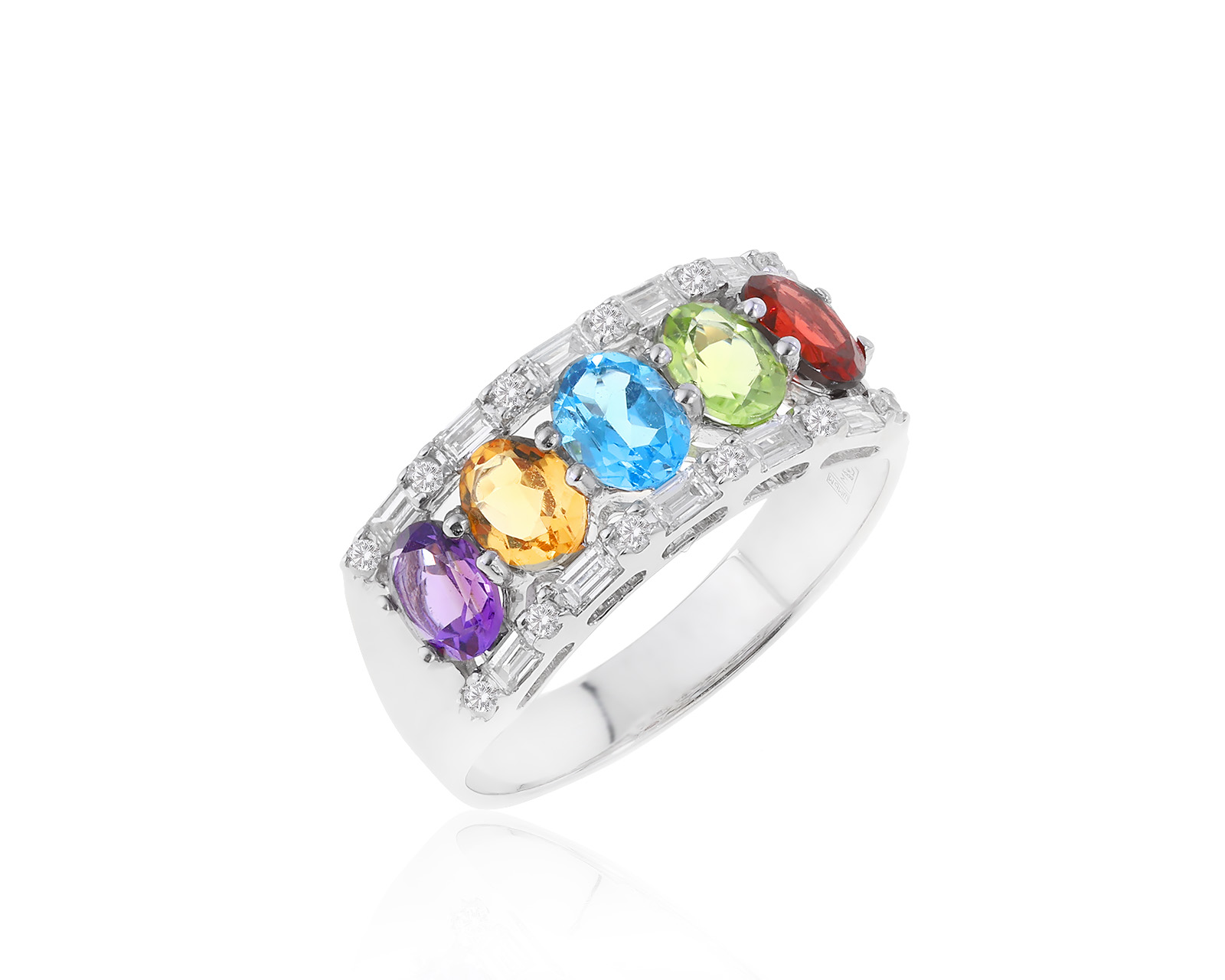 Праздничное золотое кольцо с цветными камнями 2.51ct 200722/8