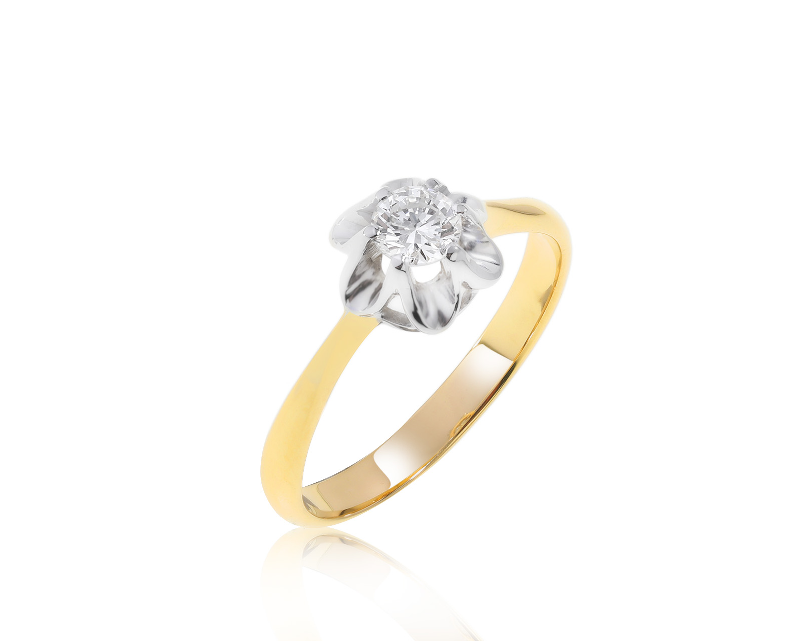 Винтажное золотое кольцо с бриллиантом 0.33ct СССР 080622/4 Винтажное золотое кольцо с бриллиантом 0.33ct СССР 080622/4