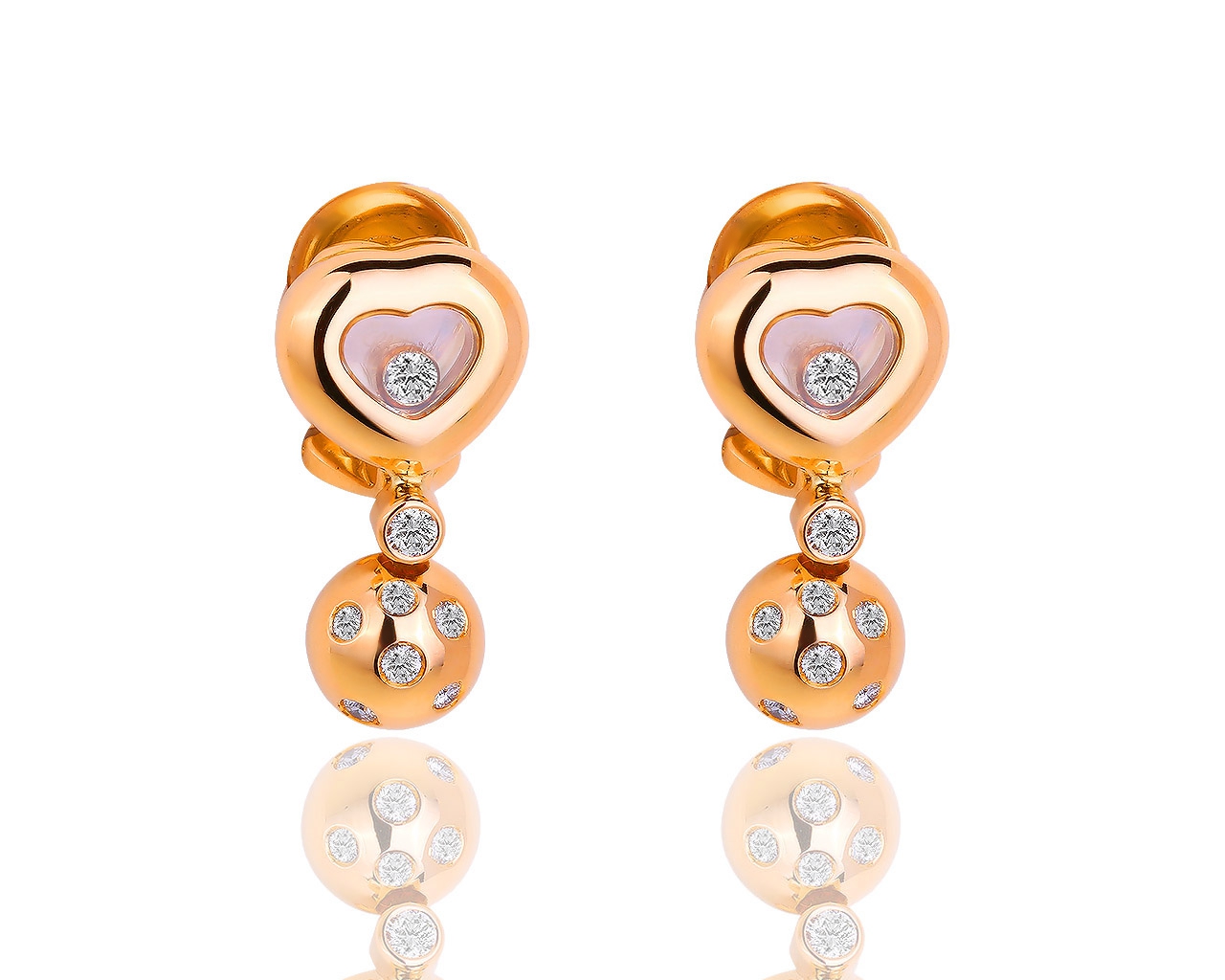 Золотые серьги с бриллиантами 0.31ct Chopard Happy Heart 260818/1