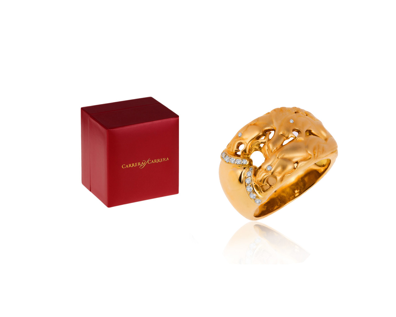Оригинальное золотое кольцо с бриллиантами 0.11ct Carrera y Carrera